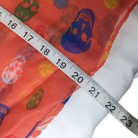 Fashionable Skull Pattern Design Inspired Multicolored Skulls Scarf Orange Large - Picture 5 of 10